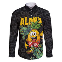 Hawaiian Halloween Family Matching Short Sleeve Bodycon Dress and Hawaiian Shirt Aloha Pinapple with Mysterious Hands and Polynesian Tribal Tattoo