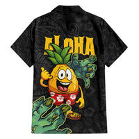 Hawaiian Halloween Family Matching Summer Maxi Dress and Hawaiian Shirt Aloha Pinapple with Mysterious Hands and Polynesian Tribal Tattoo