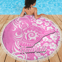 Hawaii Kauai Island Beach Blanket Hibiscus Pattern Seamless Tribal Simple Pink LT03 - Wonder Print Shop