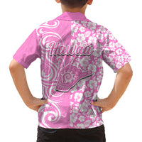 Hawaii Kauai Island Kid Hawaiian Shirt Hibiscus Pattern Seamless Tribal Simple Pink LT03 - Polynesian Pride