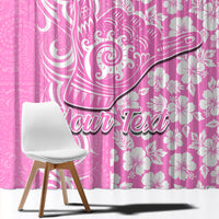Custom Hawaii Kauai Island Window Curtain Hibiscus Pattern Seamless Tribal Simple Pink LT03 - Polynesian Pride