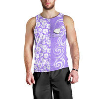 Hawaii Kauai Island Men Tank Top Hibiscus Pattern Seamless Tribal Simple Purple LT03 - Polynesian Pride
