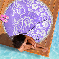 Custom Hawaii Kauai Island Beach Blanket Hibiscus Pattern Seamless Tribal Simple Purple LT03 - Wonder Print Shop