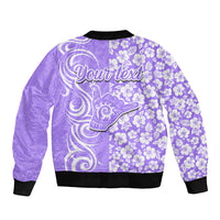 Custom Hawaii Kauai Island Bomber Jacket Hibiscus Pattern Seamless Tribal Simple Purple LT03 - Polynesian Pride