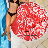 Hawaii Kauai Island Beach Blanket Hibiscus Pattern Seamless Tribal Simple Red LT03 - Wonder Print Shop