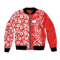 Hawaii Kauai Island Bomber Jacket Hibiscus Pattern Seamless Tribal Simple Red LT03 Unisex Red - Polynesian Pride