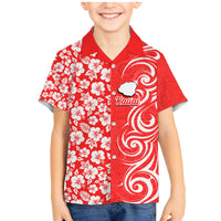 Hawaii Kauai Island Family Matching Mermaid Dress and Hawaiian Shirt Hibiscus Pattern Seamless Tribal Simple Red LT03 Son's Shirt Red - Polynesian Pride
