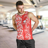 Hawaii Kauai Island Men Tank Top Hibiscus Pattern Seamless Tribal Simple Red LT03 - Polynesian Pride