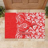 Hawaii Kauai Island Rubber Doormat Hibiscus Pattern Seamless Tribal Simple Red LT03 - Polynesian Pride