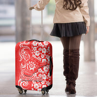 Custom Hawaii Kauai Island Luggage Cover Hibiscus Pattern Seamless Tribal Simple Red LT03 - Polynesian Pride