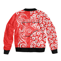 Custom Hawaii Kauai Island Sleeve Zip Bomber Jacket Hibiscus Pattern Seamless Tribal Simple Red LT03 - Polynesian Pride