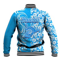 Hawaii Kauai Island Baseball Jacket Hibiscus Pattern Seamless Tribal Simple Blue LT03 - Polynesian Pride