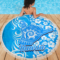 Hawaii Kauai Island Beach Blanket Hibiscus Pattern Seamless Tribal Simple Blue LT03 - Wonder Print Shop