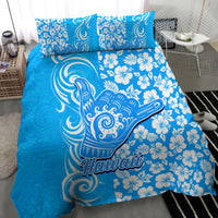Hawaii Kauai Island Bedding Set Hibiscus Pattern Seamless Tribal Simple Blue LT03 - Polynesian Pride
