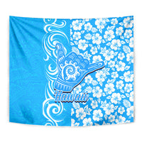 Hawaii Kauai Island Tapestry Hibiscus Pattern Seamless Tribal Simple Blue LT03 - Polynesian Pride