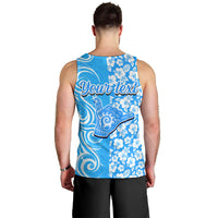 Custom Hawaii Kauai Island Men Tank Top Hibiscus Pattern Seamless Tribal Simple Blue LT03 - Polynesian Pride