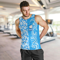 Custom Hawaii Kauai Island Men Tank Top Hibiscus Pattern Seamless Tribal Simple Blue LT03 - Polynesian Pride