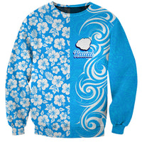 Custom Hawaii Kauai Island Sweatshirt Hibiscus Pattern Seamless Tribal Simple Blue LT03 Unisex Blue - Polynesian Pride
