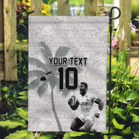 Custom Fiji Rugby Pacific Champions 2024 Garden Flag Anniversary 7 Titles - Fijians Rugby and Tapa Hibiscus White Art