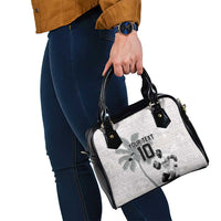Custom Fiji Rugby Pacific Champions 2024 Shoulder Handbag Anniversary 7 Titles - Fijians Rugby and Tapa Hibiscus White Art