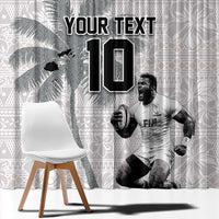 Custom Fiji Rugby Pacific Champions 2024 Window Curtain Anniversary 7 Titles - Fijians Rugby and Tapa Hibiscus White Art