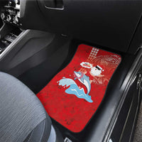 Hawaiian Mele Kalikimaka Car Mats Funny Santa Riding Lei Dolphin with Kakau Tattoos - Polynesian Pride