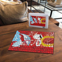 Hawaiian Mele Kalikimaka Puzzle Funny Santa Riding Lei Dolphin with Kakau Tattoos - Polynesian Pride