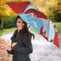 Hawaiian Mele Kalikimaka Umbrella Funny Santa Riding Lei Dolphin with Kakau Tattoos - Polynesian Pride