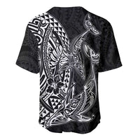 Hawaiian Whales Polynesian Art Motifs Baseball Jersey Black Color - Polynesian Pride