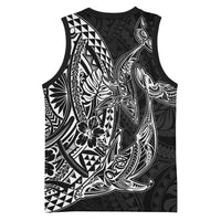 Hawaiian Whales Polynesian Art Motifs Basketball Jersey Black Color - Polynesian Pride