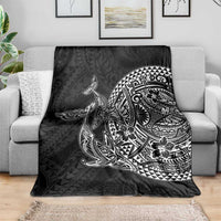 Hawaiian Whales Polynesian Art Motifs Blanket Black Color - Polynesian Pride
