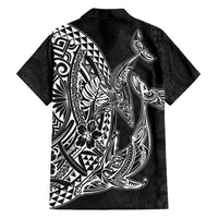 Hawaiian Whales Polynesian Art Motifs Family Matching Summer Maxi Dress and Hawaiian Shirt Black Color - Polynesian Pride