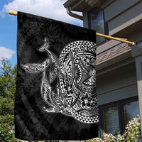 Hawaiian Whales Polynesian Art Motifs Garden Flag Black Color - Polynesian Pride