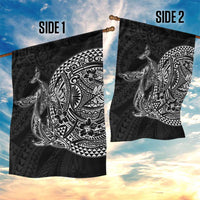 Hawaiian Whales Polynesian Art Motifs Garden Flag Black Color - Polynesian Pride