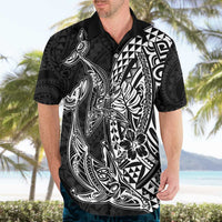 Hawaiian Whales Polynesian Art Motifs Hawaiian Shirt Black Color - Polynesian Pride
