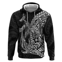 Hawaiian Whales Polynesian Art Motifs Hoodie Black Color - Polynesian Pride