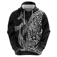 Hawaiian Whales Polynesian Art Motifs Hoodie Black Color - Polynesian Pride