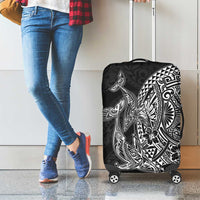 Hawaiian Whales Polynesian Art Motifs Luggage Cover Black Color - Polynesian Pride