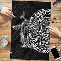 Hawaiian Whales Polynesian Art Motifs Puzzle Black Color - Polynesian Pride