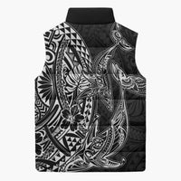 Hawaiian Whales Polynesian Art Motifs Sleeveless Puffer Jacket Black Color - Polynesian Pride