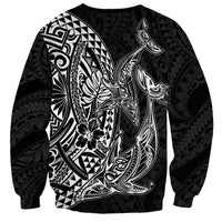 Hawaiian Whales Polynesian Art Motifs Sweatshirt Black Color - Polynesian Pride