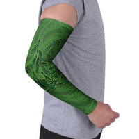Hawaiian Whales Polynesian Art Motifs Arm Sleeves Green Color - Polynesian Pride