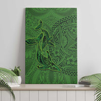 Hawaiian Whales Polynesian Art Motifs Canvas Wall Art Green Color - Polynesian Pride