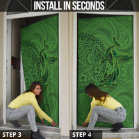 Hawaiian Whales Polynesian Art Motifs Door Cover Green Color - Polynesian Pride