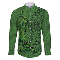 Hawaiian Whales Polynesian Art Motifs Family Matching Puletasi and Hawaiian Shirt Green Color - Polynesian Pride