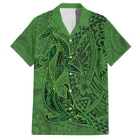 Hawaiian Whales Polynesian Art Motifs Family Matching Summer Maxi Dress and Hawaiian Shirt Green Color - Polynesian Pride