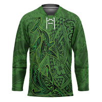 Hawaiian Whales Polynesian Art Motifs Hockey Jersey Green Color LT03 Unisex Green - Polynesian Pride