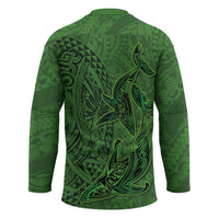 Hawaiian Whales Polynesian Art Motifs Hockey Jersey Green Color LT03 - Polynesian Pride