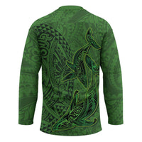 Hawaiian Whales Polynesian Art Motifs Hockey Jersey Green Color - Polynesian Pride