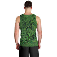 Hawaiian Whales Polynesian Art Motifs Men Tank Top Green Color - Polynesian Pride
